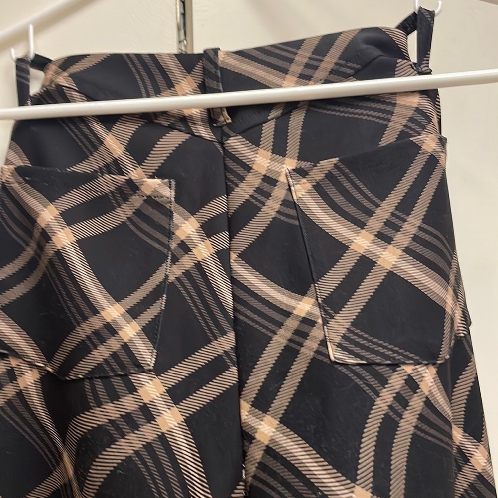 Checkered black and brown bell bottoms